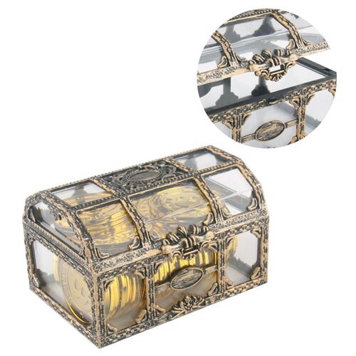 Retro Plastic Transparent Pirate reasure Box Crystal Gem Jew