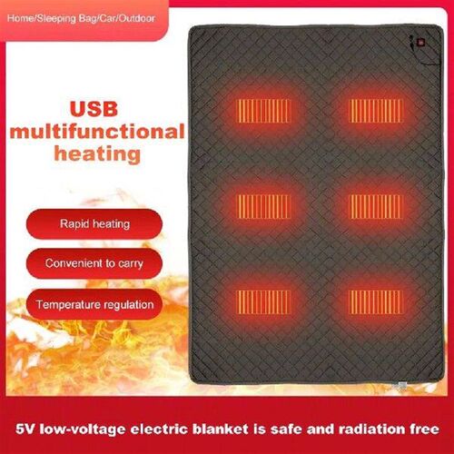 USB Electric Heating Pad Portable 6 Heated Areas Camping