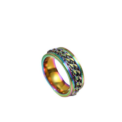 Stainless Steel Ring Mens Cold Chain Rotating Ring Mens te