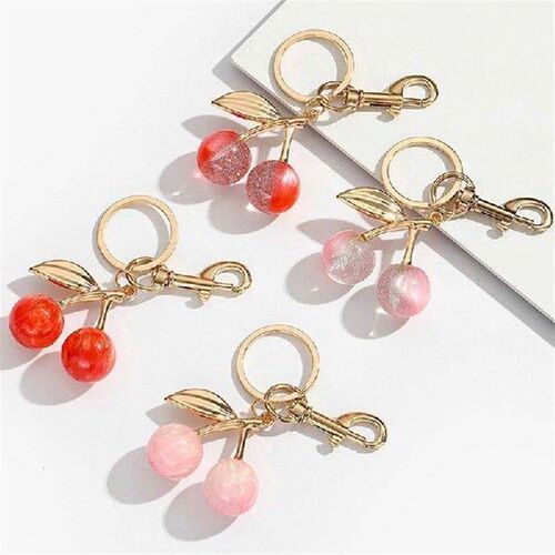 1 Piece Bag Pendant Creative Charms Crystal Cherry Keychain