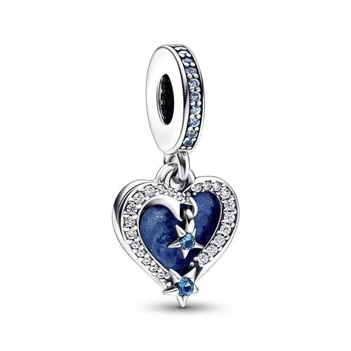 NEW Silver-Plated Blue Sparkling StarsHot Air Balloon & Sp