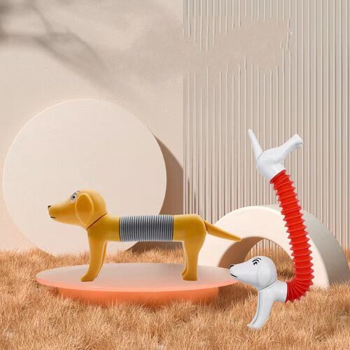 1- 4Pcs Novelty Spring Dog Pop Tubes Sensory Toy Sress Relie