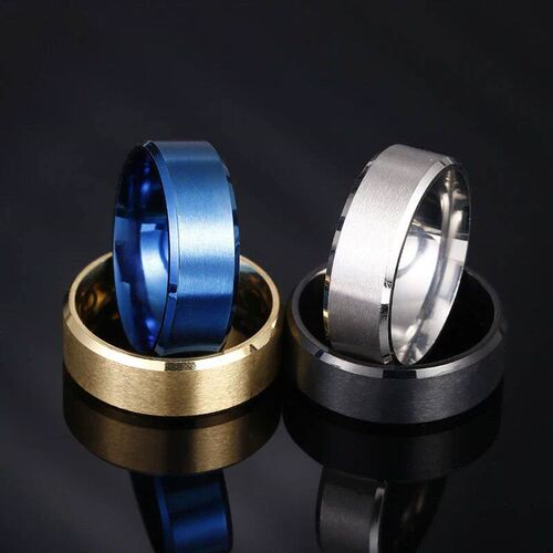 4 Colors Classic 8mm Mens Ring Surface Brushed Stainless Ste