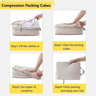 4 Set Packing Cubes for Travel Compression Packing Cube Set