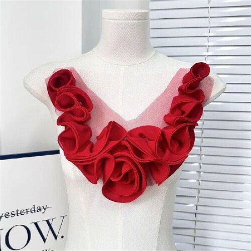 3D Pleated Flower Fabric Patch DIY Evening Dress Clothing