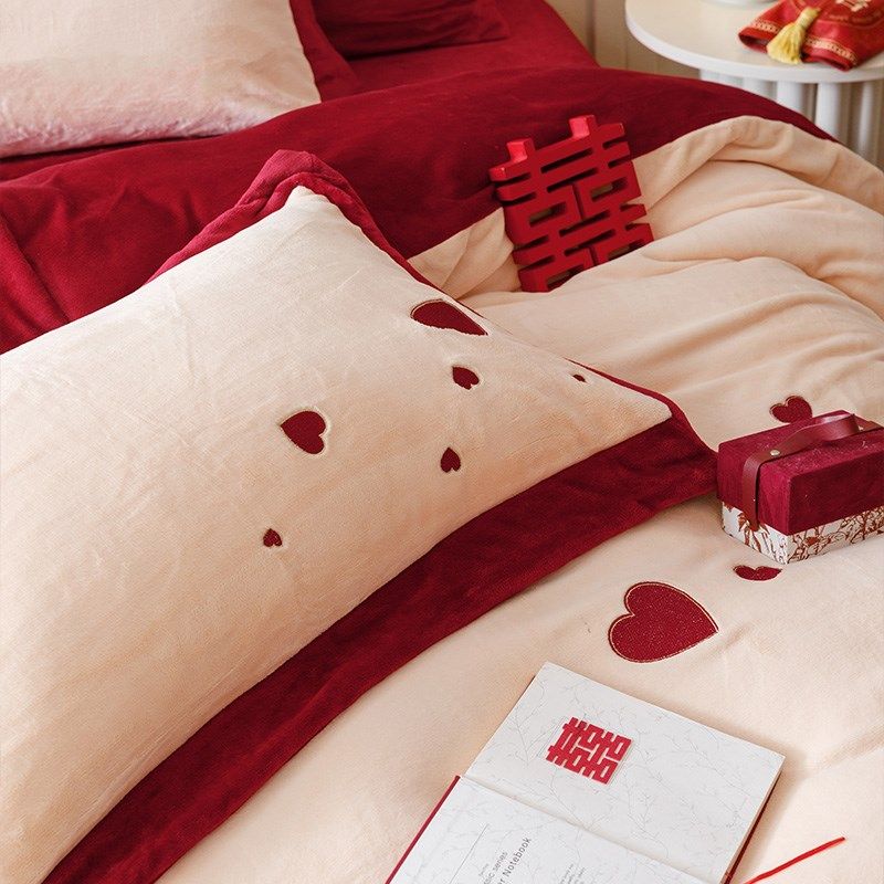 美谊家纺浪漫玫瑰结婚四件冬季加厚婚嫁被婚庆刺绣床品,床上用品,婚庆床品套件,淘宝优惠券,粉丝福利购,淘宝优惠卷