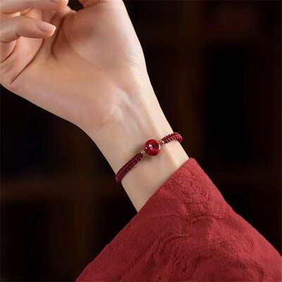 Natural Cinnabar Buckle Handstring Adjustable Couple Brlet H