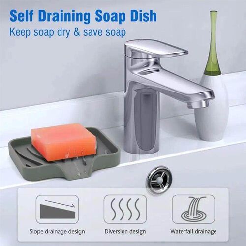 1 Pcs Silicone Soap Tray/Stand, Self-Draining Soap Pad,Multi