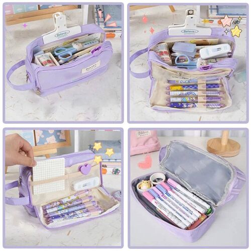 Macaron Pencil Case Double layer Large Capacity pencil bag C