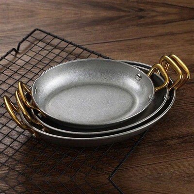 Western style steak Seafood Plate Double ear pot Oval