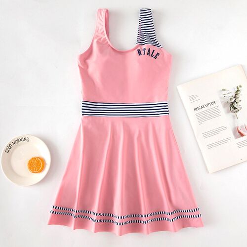 Vintage Juvenile One Piece Swimwsuit Girls Swimwear Retro Sk