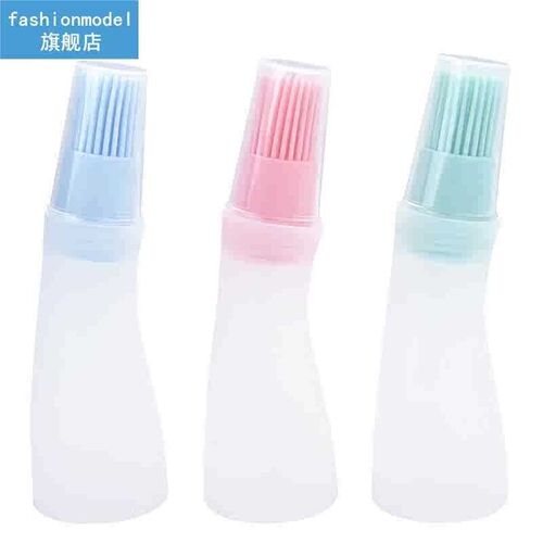 3pcs Portable Silicone Oil Bottle With Brush Baking BBQ Bast