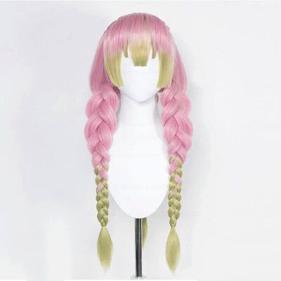 Mitsuri Kanroji Cosplay Wig High Quality Long Pink Green