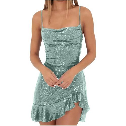 Sexy Slim Fitting Fashion Solid Color Sequin Back Cross Tie