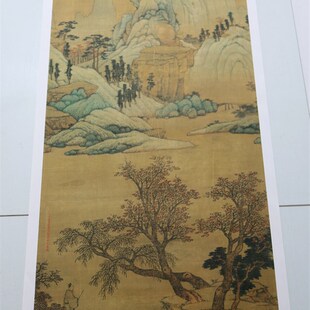 明沈周青山红树图古代名家山水画立轴挂画风景画高清复制临摹手稿
