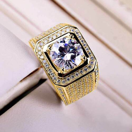 Aggressive Full Diamond Shining Mens Ring Large Naked Diamo