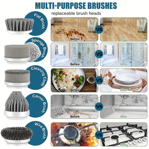 Electric Spin Scrubber Cordless Spin Scrubber with 6 Replace