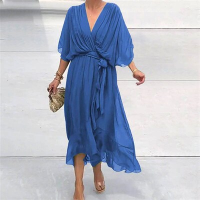 luxury womens elegant dress Outfits Womens Solid Color