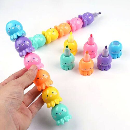Kawaii Cute Octopus Highlighters Chisel Tip Marker Pens Past