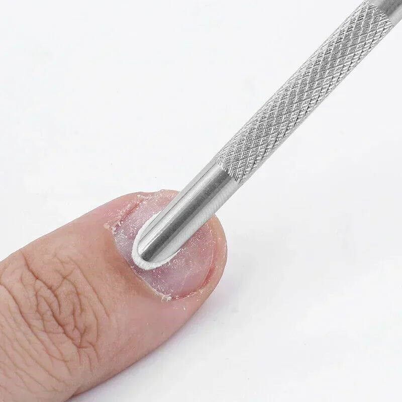 Nail Double-ended Use Circle Beveled Head Cuticle Pusher Rem - 实物图