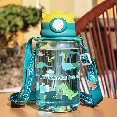 650ml Cute Kids Water Bottle With Straw Free BPA Leakproof O