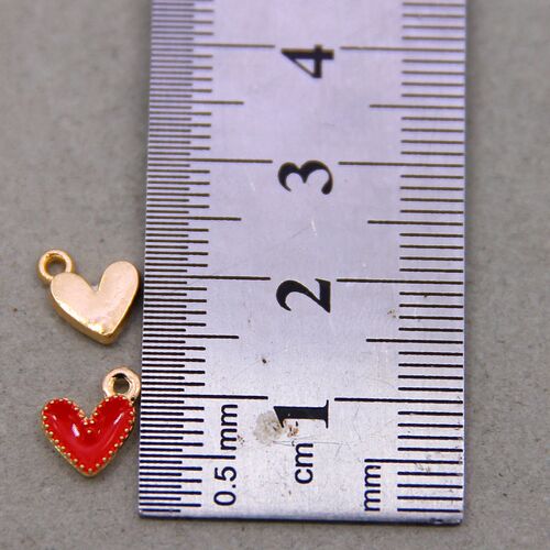 10pcs Dainty Small Colorful Heart Shape Enamel Charm All Col