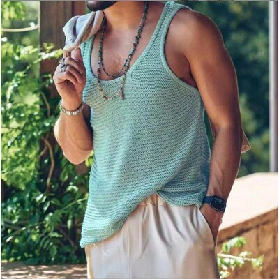 Mens Vest 2025 Early Casual mforle Mens Solid lor Sleevele