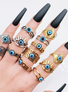 20Pcs/Lot Vintage Stainless Steel Devils Eye Rings for Men