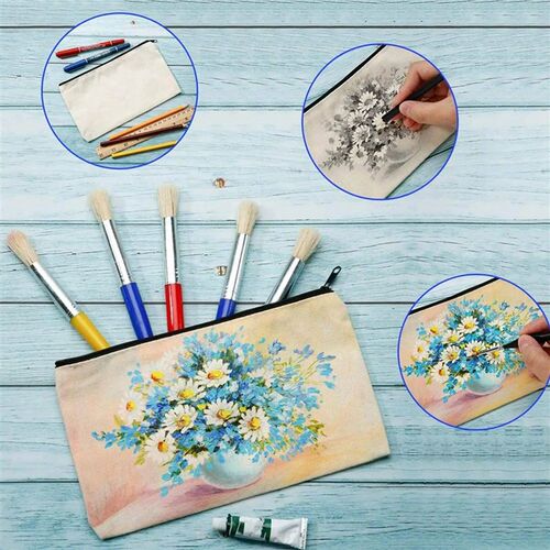 10pack Blank Diy Craft Bag  Pencil Case Makeup Bags Zipper P