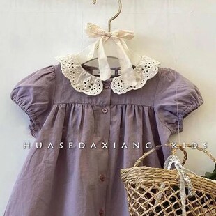 Western Girls Style Embroidered Summ Childrens Collar Wear