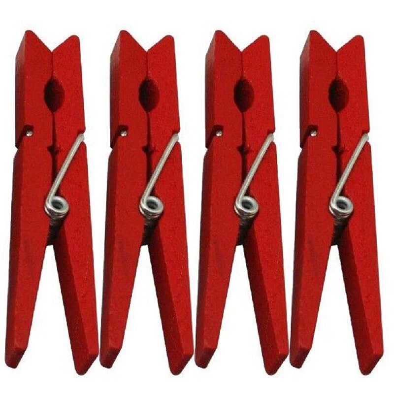 40pcs 29 Inch Wooden Clothespins Clothes Pegs (Red) Clothes - 实物图
