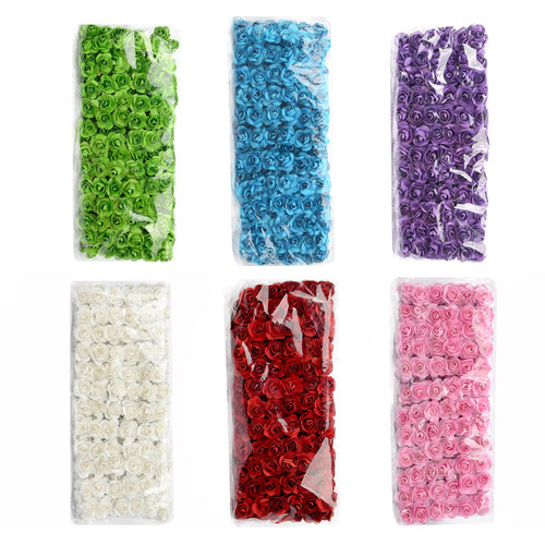 144PCS 1.5 cm Artificial Mini Paper Flowers Bouquet For Scra