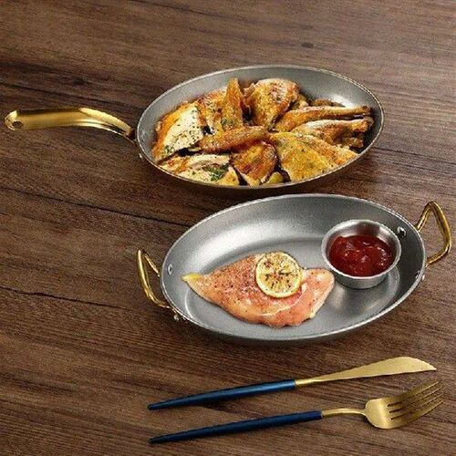 Western style steak Seafood Plate Double ear pot Oval