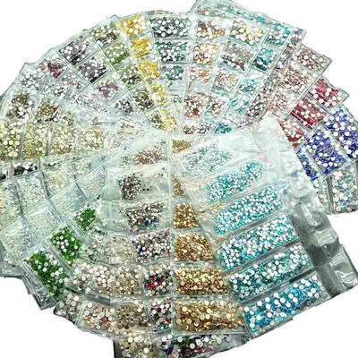 Nail Design Crystals AB 1584pcs Multi-size Glass Nail Rhines