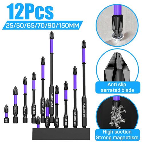 6/12PCS Magnetic Batch Head PH2 Cross Screwdriver Set Impact
