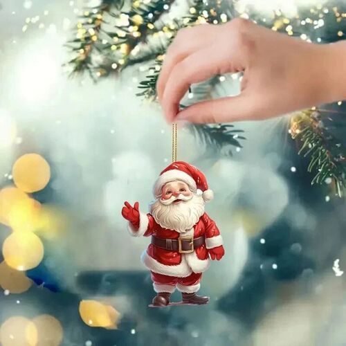 2D Acrylic Flat Christmas Tree Decoration Cartoon Santa Clau