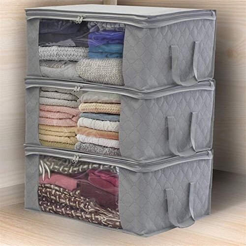 Clothing Storage Box Folding Storage Bag Clear Window Zipper