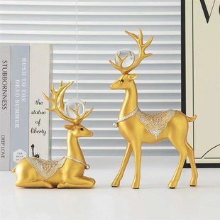 欧式创意金鹿酒柜摆件家居客厅房间电视柜现代装饰品