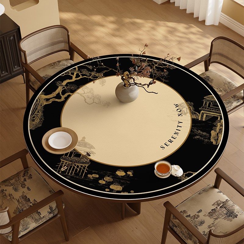 中式民族风圆桌桌垫防水放油防烫免洗圆桌布家用圆形餐桌垫保护垫,居家布艺,桌布,淘宝优惠券,粉丝福利购,淘宝优惠卷