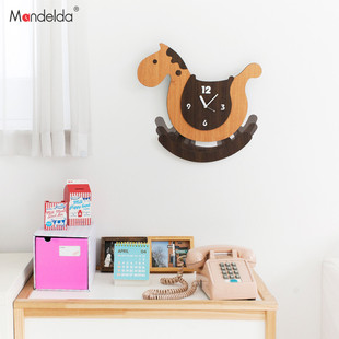 mndeld创意摇摆挂钟卡通可爱儿童钟表卧室静音时钟个性艺术吊钟