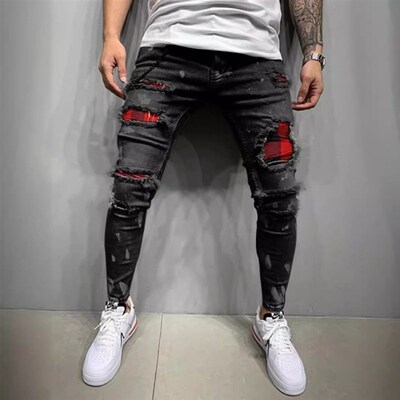 2025 High Quality Mens Jeans Dump Paint Hole Fashion Popula