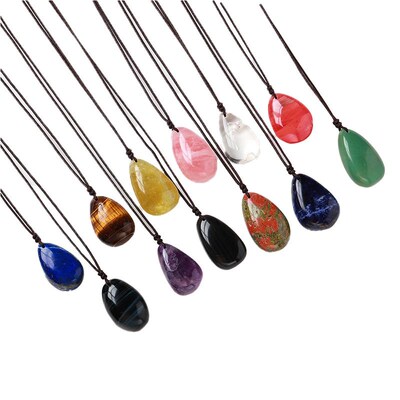 Natural Crystal Raw Stone Polished Drop-Shaped Polished Pend