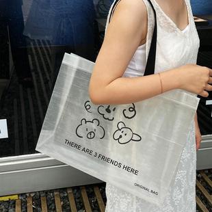 卡通透明编织袋服装店用衣服购物包装带女装礼品打包手提袋子