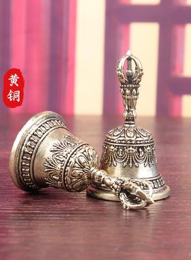 纯黄铜降魔杵金刚铃铛杵复古老物件居家装饰桌面茶宠工艺品铜摆件