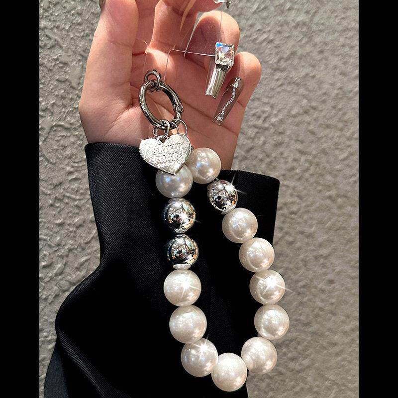 适用手机挂绳端带钻手腕链子级感电镀轻奢手工串珠短链子饰品