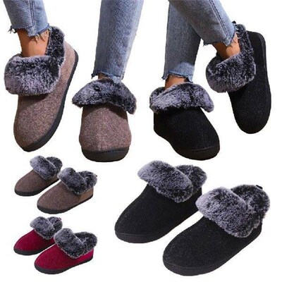 Women Slippers Non-Slip Memory Foam Fuzzy Slippers Faux