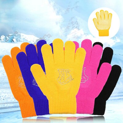 1 Pair Children Gloves Non-slip Rubber Winter Warm Sretch Gl