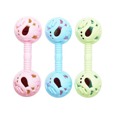 2in1 Funny Rattle Baby Toy Infant Grasping Handheld Rattle E