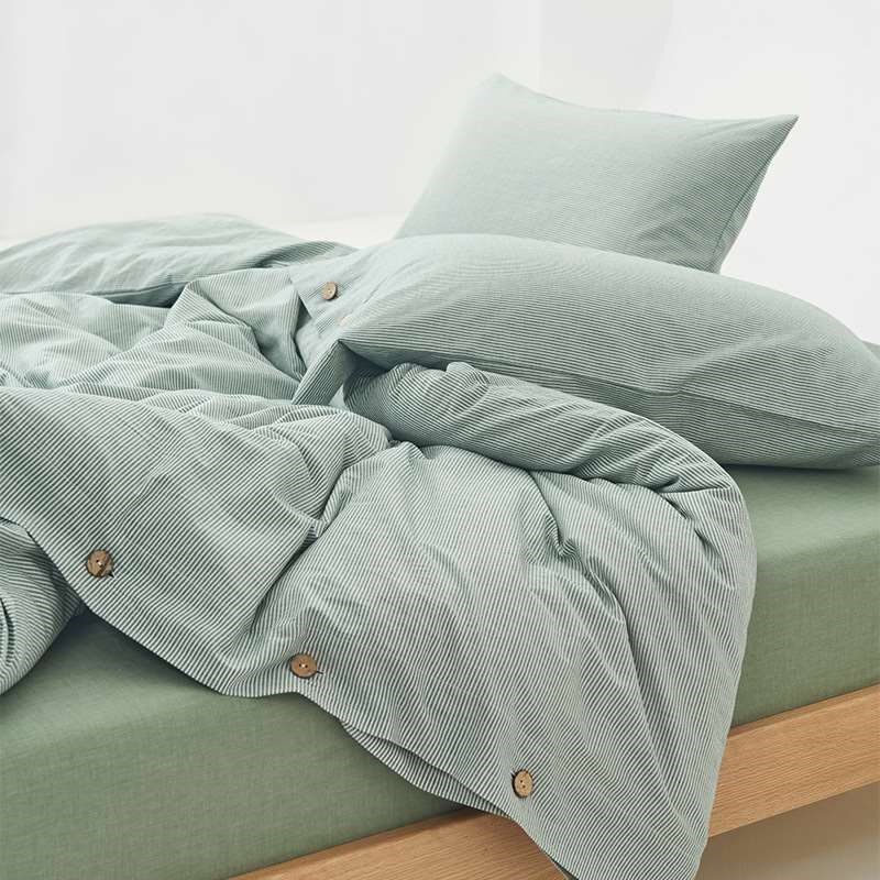 Buttons Washed Cotton Four-piece Set Summer Naked Sleeping S