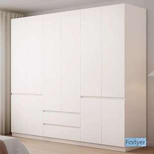 奕星琳免到挂衣柜顶大衣柜拉手家用一门卧室多功能纯实木衣柜白色